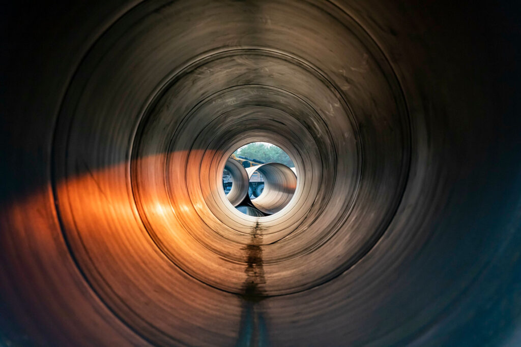 the inside of a sewer pipe
